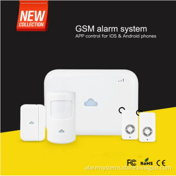 Distinctive white rechargeable built-in battery operated Android/ iOS APP remote control 433MHz wireless GSM home alarm system